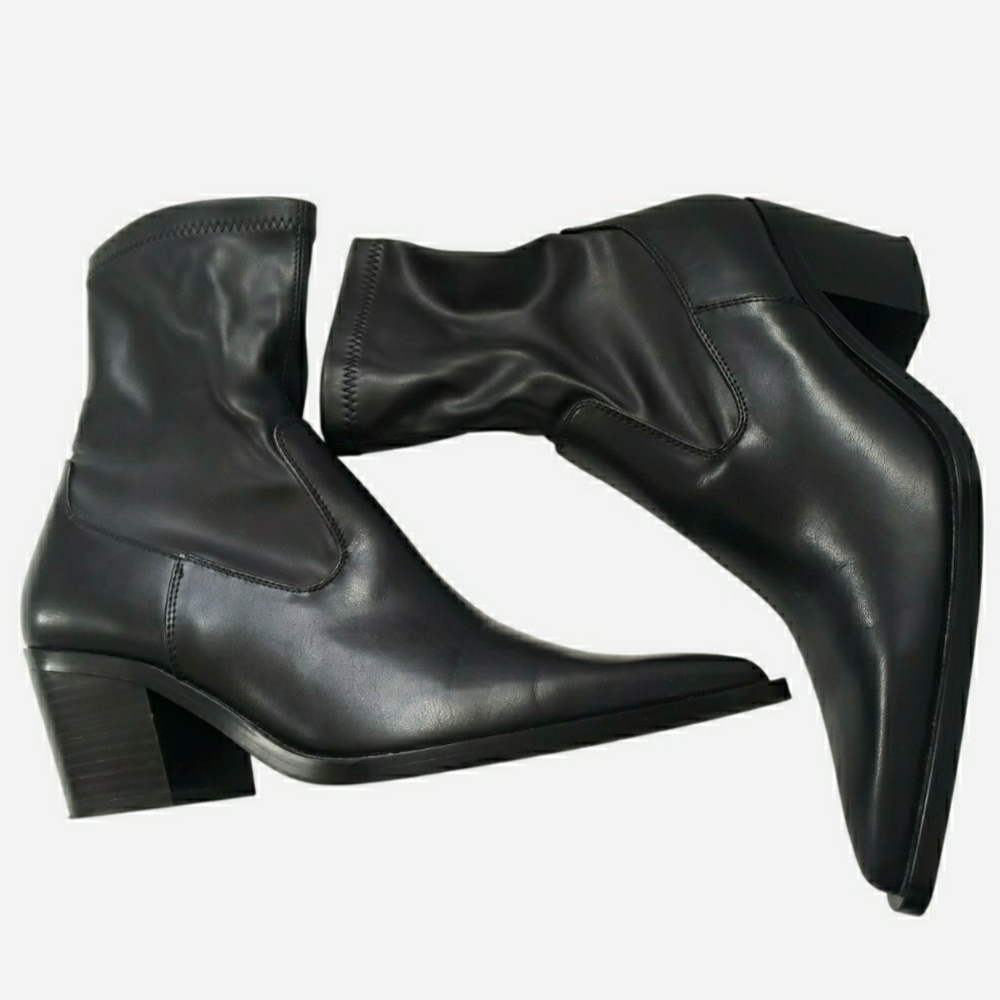 Zara Black Zip Up Heeled Boots Pointed Toe Ankle Boots Size 40 US 9